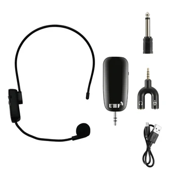 Ръчен безжичен UHF микрофон 2 в 1, професионален прическа, усилвател на звука на микрофона, приемник-предавател с микрофон, акумулаторна батерия