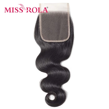 Miss Rola Hair 4x4 Обемна вълна, дантелени с, 100% естествена коса, бразилски Реми, предварително выщипанный с детски коса с естествен цвят