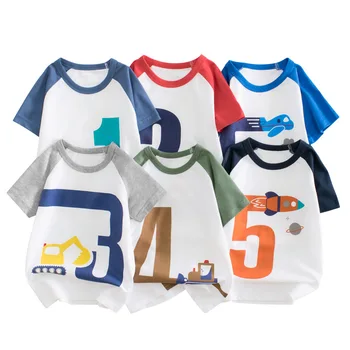 Памучни тениски за по-малките момчета, Новата модерна детска Ежедневни тениска За момчета, Летни детски Блузи с къс ръкав, Дрехи за момчета 2-8 години