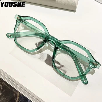 YOOSKE Модерен ретро Квадратни очила в рамки, блокиране на синя светлина, Очила за работа в офис, рамки за очила с защита от ултравиолетови лъчи, антирефлексно покритие компютър
