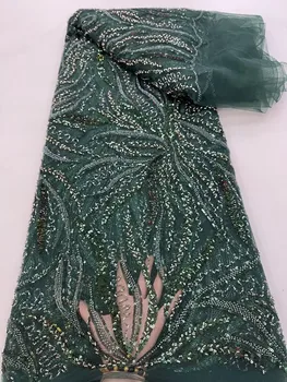 Африканска лейси плат 2023, благородна френска окото лейси плат, луксозни мъниста, пайети, нигерийски дантелени платове за булчински рокли