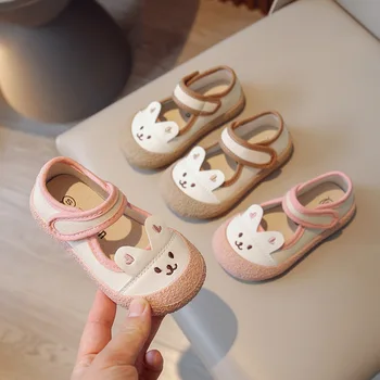 2023 Пролетно-есенен детски обувки за момичета, корейската версия, скъпа парусиновая обувки за детска градина с мека подметка, обувките на принцеси за деца