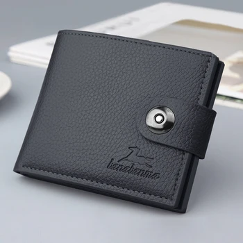 Мъжки портфейл с мека кожена катарама, кратък чантата си, държач за кредитни карти, портфейли и за мъже, скоба за пари, малка чанта