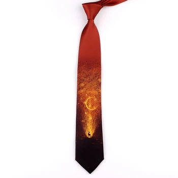 като подарък модерен творчески вратовръзка с оранжева фигура на елен за парти на булката, черни студентски вратовръзки на врата, опаковане чанти, 1 бр