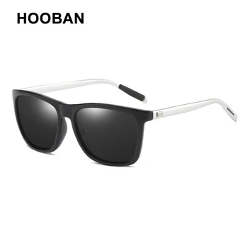 Класически квадратни поляризирани слънчеви очила HOOBAN, мъжки маркови дизайнерски алюминиево-магниевые слънчеви очила за мъже, модни улични очила
