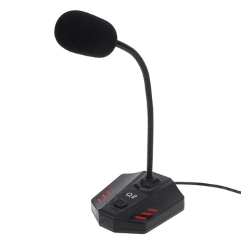 USB микрофон Студиен гласов чат за Пеене KTV микрофон с 3.5 мм штекерным държач за PC, Лаптоп