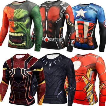 Облекло за родители и деца с 3D дигитален печат, тениски с Човека-паяк, с Железен човек, Капитан Америка, Бързосъхнеща тениска с дълъг ръкав, тениски, потници
