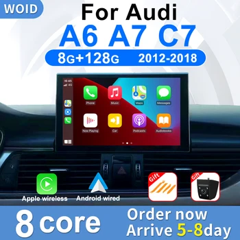 За AUDI A6L C7 A7 2012-2018 Android Авто Кола Централна Мултимедиен Плеър Интелигентен дисплей Безжична Carplay GPS Навигация BT