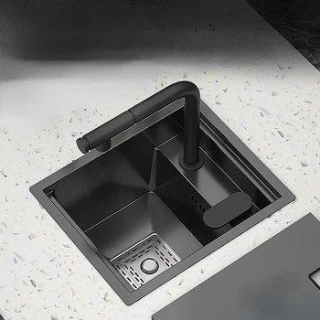 Кухненска Мивка от Неръждаема Стомана 304 Скритата Невидима Малка Единично с Капак За миене на съдове 