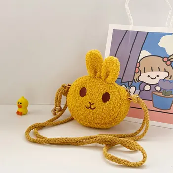 Скъпа форма, детска чанта през рамо с анимационни заек, плюшено чантата, Чанти-незабавни посланици, чанта, кръгли Чанти през рамото си в джоб, чанта през рамо