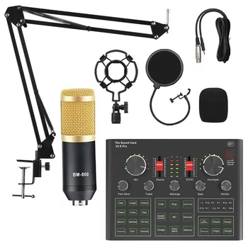 Звукова карта, микрофон Bm 800 Професионален студиен микрофон безжичен микрофон за USB-игри, пеене, караоке микрофон за КОМПЮТЪР, телефон