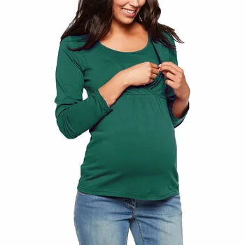 Нова ежедневни дамски дрехи за бременни, блузи за кърмене, тениска за кърмене, бременност, кърмене, плътен цвят