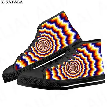 Хипи-кошмарен цветни мъжки вулканизированные маратонки с най-високо берцем, парусиновая обувки с класически дизайн, мъжки обувки на плоска подметка с шнур-5