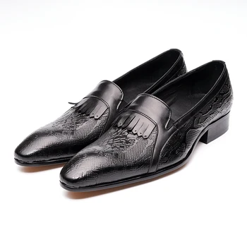 Високи нови черни модерен лоферы, модел обувки, мъжки ежедневни обувки за елегантните случаи, кожени мъжки обувки за сватба по поръчка