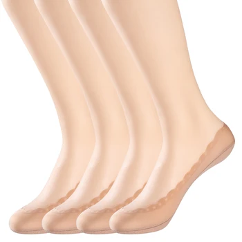 Дамски нескользящие памучни найлонови чорапи No Show, невидими летни чорапи-втулки с дълбоко деколте, дишащи, черен цвят телесен цвят