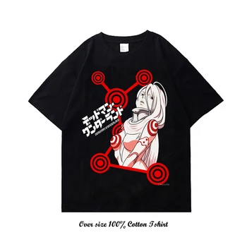 Мъжка лятна риза от японски аниме Deadman Wonderland, тениска от 100% памук с шарени Харадзюку, Тениска Унисекс Оверсайз, Къс Ръкав