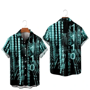 Мъжки ризи, блузи с код за данни, модни лятна риза, тениски с код от програмист, отгоре с код, разработчик, хавайски детски дрехи