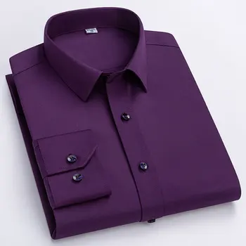 Мъжки ризи с дълъг ръкав, модни еластични, устойчиви на бръчки, обикновена, социални, бизнес, умни ежедневни ризи обичайното намаляване на