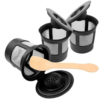 3 Опаковки постоянни многократно филтри за кафе на шушулки с мрежа от неръждаема стомана, съвместими с за Keurig на пивоварите с лъжица