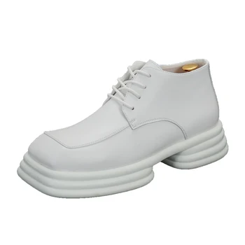 Бели мъжки ботильоны с квадратни пръсти, мъжки защитни обувки, маркови мъжки обувки за тенис