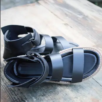 Черни летни римски сандали, мъжки модни стръмни ежедневни сандали, плажни обувки на платформа с дебела подметка за мъже
