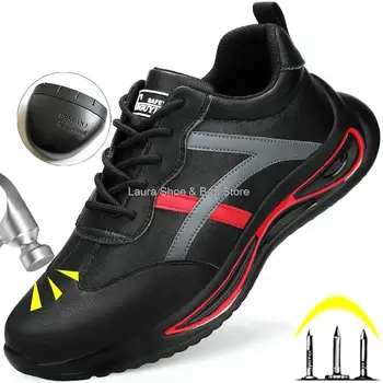 Водоустойчиви защитни обувки със стоманени пръсти, нови модни работни и защитни обувки за мъже, работни обувки, мъжки строителна защитни обувки, мъжки обувки