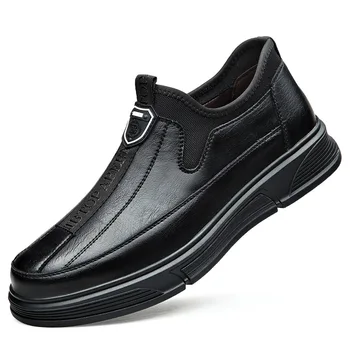 Modx/мъжки обувки, ежедневни бизнес дишащи обувки за обувки на средна възраст, кожени обувки за мързеливите мъже