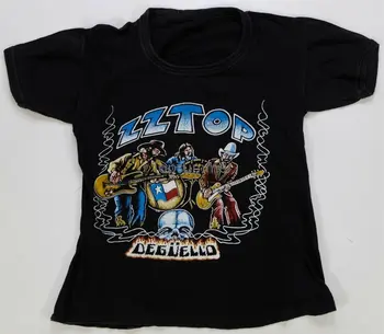 Рядка реколта тениска Zz Top Deguello 1979 с албума Tour Орел и Змия Texas 70-те, черна