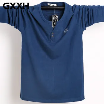 2022 Есенна тениска Голям Размер с дълъг ръкав, Мъжки t-shirt Оверсайз с V-образно деколте, Голяма, Висока Мъжки Памучен Тениска M-3XL 4XL 5XL 6XL, Мъжки t-shirt