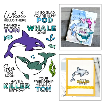 2021 Ново океан животно Акула, прозрачни печати и метални печати за извършване на работи, хартия, поздравителни картички, Албум за scrapbooking