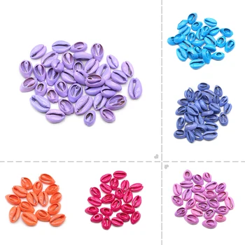 10 бр., натурална пресноводная мивка, боядисана многоцветен висулка във формата на мивки, висулки за колиета 