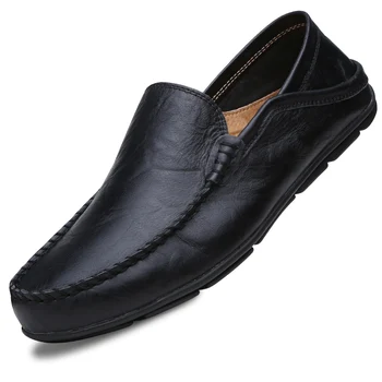 Модерен мъжки Ежедневни Обувки на Италианската Марка, кожени Лоферы Без Шнур, Мъжки Обувки На Плоска Подметка, Мъжки Обувки За Шофиране, Маратонки-Високо качество, Безплатна Доставка