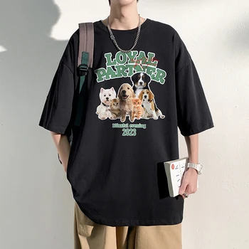 Тениска с къс ръкав, мъжки годишният свободен топ с кръгла яка и къс ръкав, марка ежедневни тениска Tide, бял, черен, син, сив, зелен, S-4XL