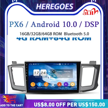 PX6 DSP IPS, Android 10,0 4 + GB 64 GB Кола DVD плейър, Wifi, Bluetooth 5,0 RDS радио GPS Карта За Toyota RAV4 РАВ 4 2012 2013 2014 2015
