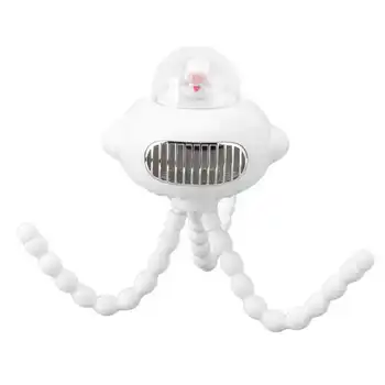 Преносим Вентилатор във формата на октопод, 3 Скорости, регулируема зареждане чрез USB, бял ръчен Преносим вентилатор с нощно осветление