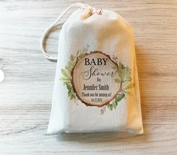 20 броя подарък чанта за бебешка душа в селски стил. Чанта за бебешка душа на рожден ден с завязками, персонални поръчка