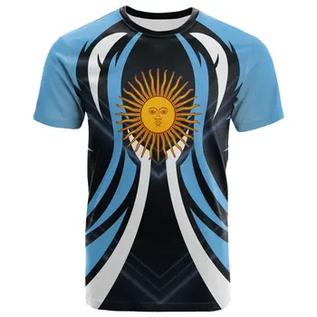 Тениска с аржентинските си принтом, мъжки тениски с 3D Флага и Националната Емблема, Градинска Мода тениска с къс ръкав, Футболна риза, Дрехи за аржентинските Фенове