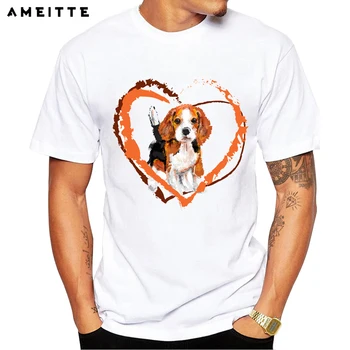 Модерен дизайн във формата на сърце, скъпа тениска с изображение на йоркшир териер/бигля/ Мопс, мъжки тениски с принтом кученце-хипстера, потници, облекло
