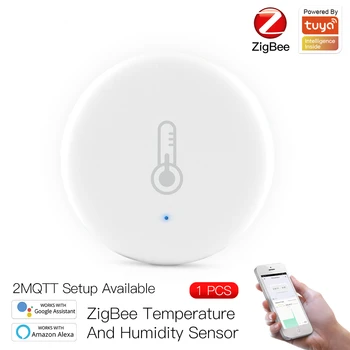 Sasha Zigbee Сензор за температура и влажност на въздуха, влагомер, термометър, детектор Smart Life, дистанционно управление с Алекса Google Home