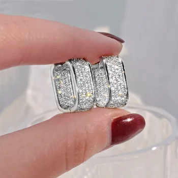 Нова тенденция, искрящи обеци-пръстените на U-образна форма, елегантни дамски обици-висулки с кристали, сватбени декорации за партита, подаръци
