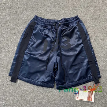 Сини RRR123 сатенени шорти Летни мъжки Женски 1:1, Висококачествени къси панталони от дебела тъкан със странична дантели, за ежедневни гащички