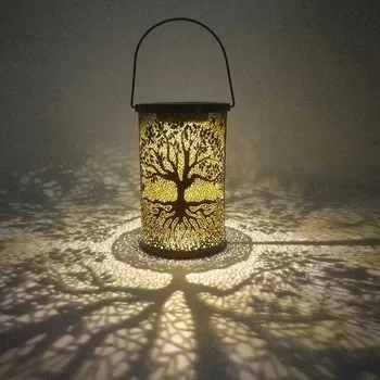 Ретро Слънчев лампа, градинска лампа със слънчева Енергия, окачен led фенер от ковано желязо, украса пътеки за тераса във вътрешния двор