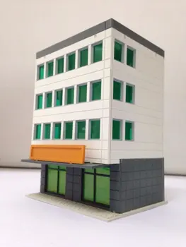 Модели на Outland Цветно Модерна Градска сграда, 4-Етажна офис Бяла железопътен транспорт в мащаб N