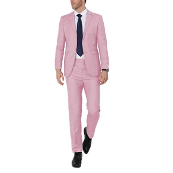 Розови мъжки костюми от 2 теми, мъжки костюм, сако на две копчета, сватбен оборудвана смокинг, однобортный яке, комплект панталон