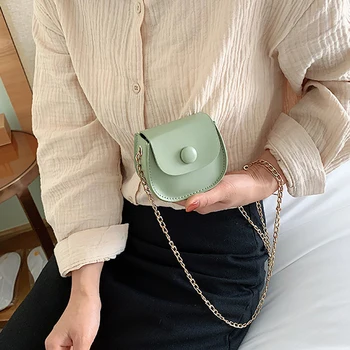 Дамски модни малка чанта през рамо от Изкуствена кожа, однотонная чанта, мини-сладко чанта през рамо с веригата, женски подаръци