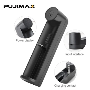 PUJIMAX 1-слот 18650 акумулаторна литиево-йонна батерия Зарядно устройство led дисплей за 26650 32650 литиево-йонни батерии Интелигентни зареждане здрав