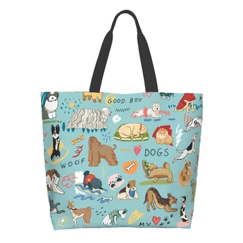 Чанта за пазаруване с удоволствие кучета за Еднократна употреба, скъпа чанта-тоут, Чанта за прекрасната кучета, ежедневни Лека Голям Капацитет