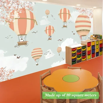 Обичай Балон Небето Детски Тапети 3D Анимационен филм Стенопис за Декора на Стените на Детската Стая Детска Градина Фон на Началната дневна