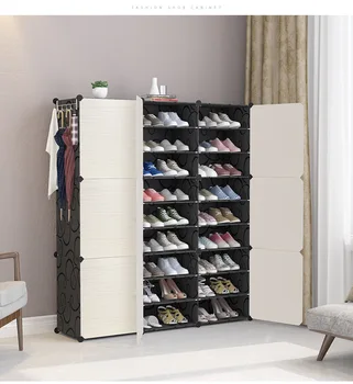 Прости Модулни Рафтове За Обувки Space Stackable Cube Шкаф за Обувки Прахоустойчив Голям Компактен Органайзер за Обувки 