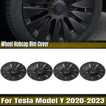 Черен мат 19-инчов капачка колелото на автомобил, покриване на ръба на Капачката на Главината, Автомобили детайл за Tesla Model Y 2020-2023